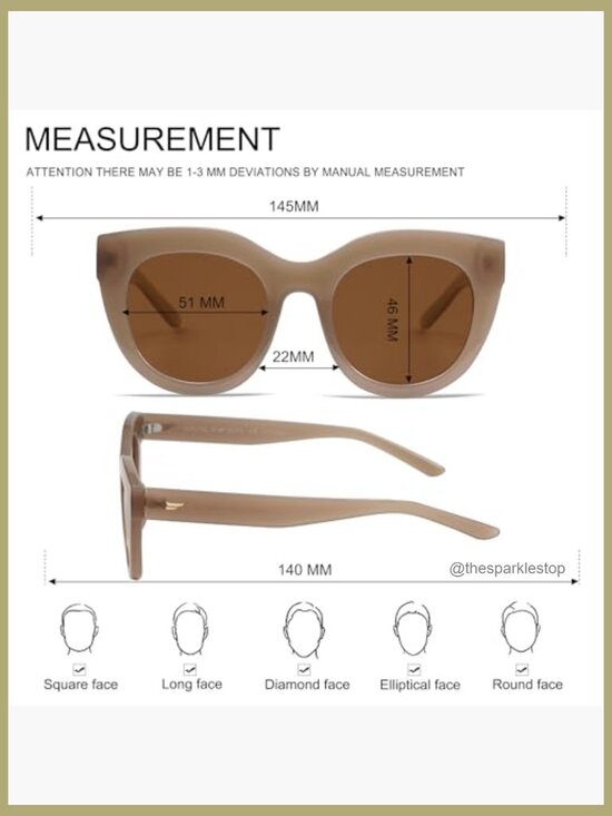 Polarized Cat Eye Sunglasses Retro Oversized Plastic Frame main image 7